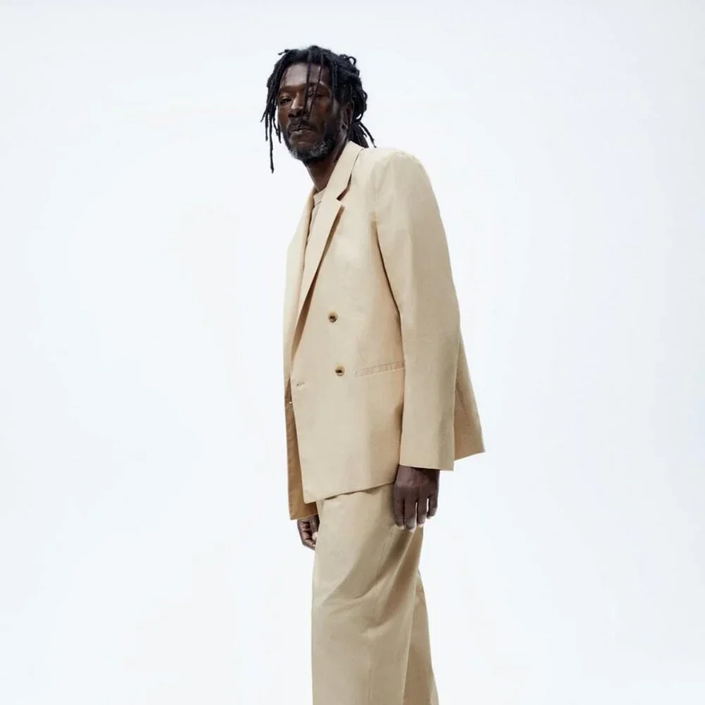 Zara Poplin Double Breasted Suit Blazer